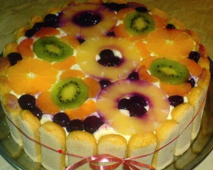 Творожный торт с фруктами, оригинальные рецепты